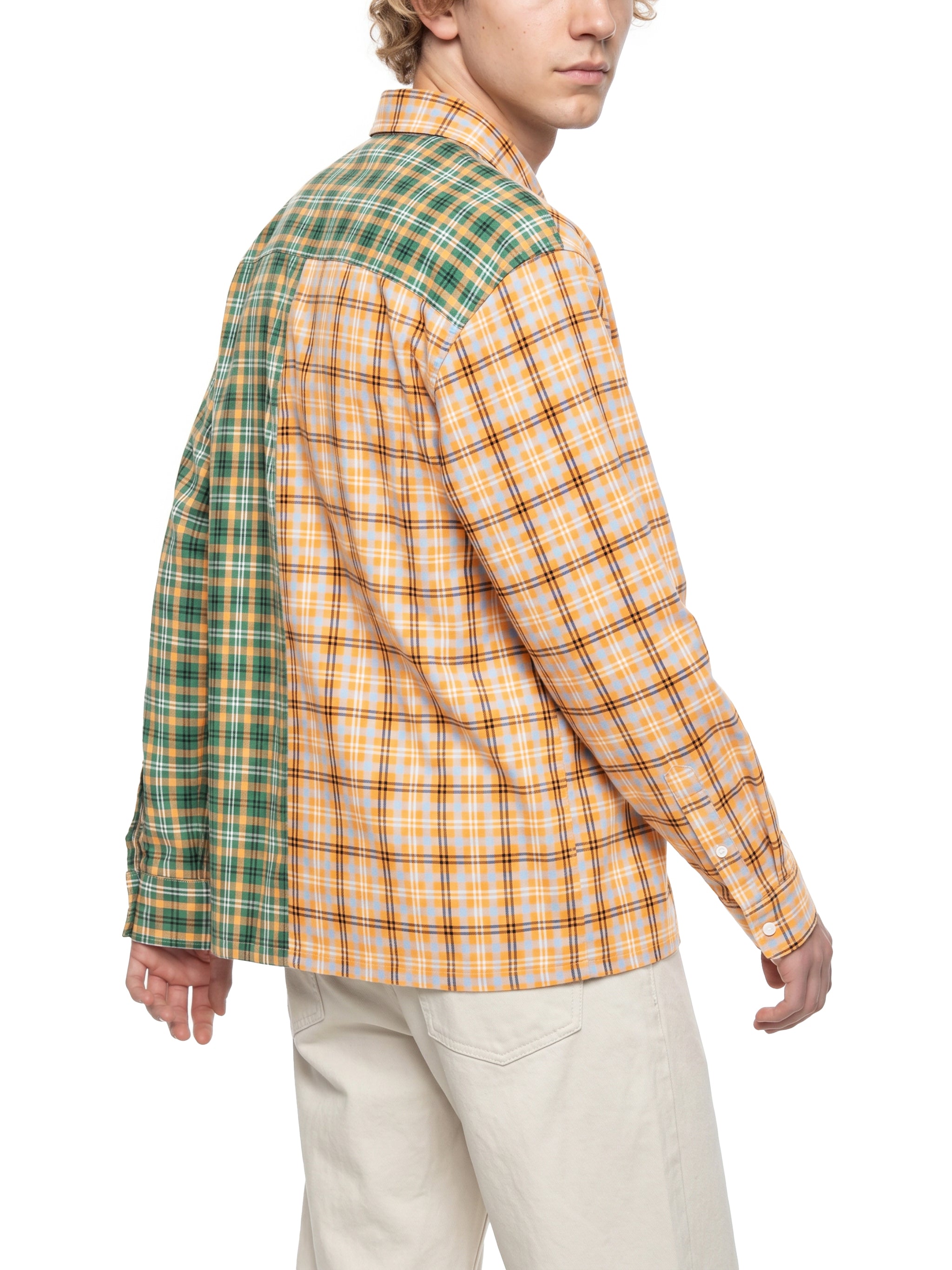 O | oversized plaid colour block shirt