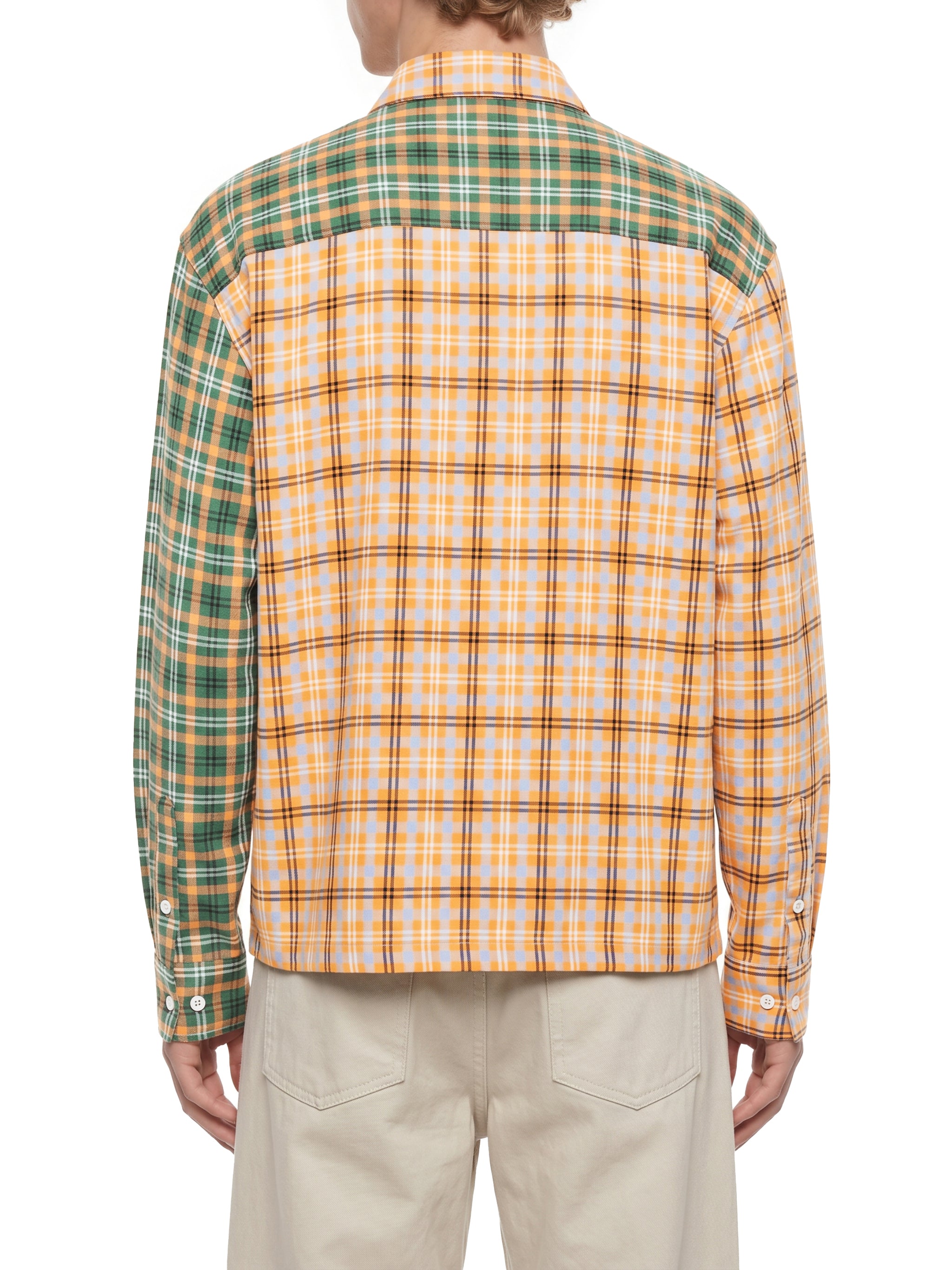 O | oversized plaid colour block shirt