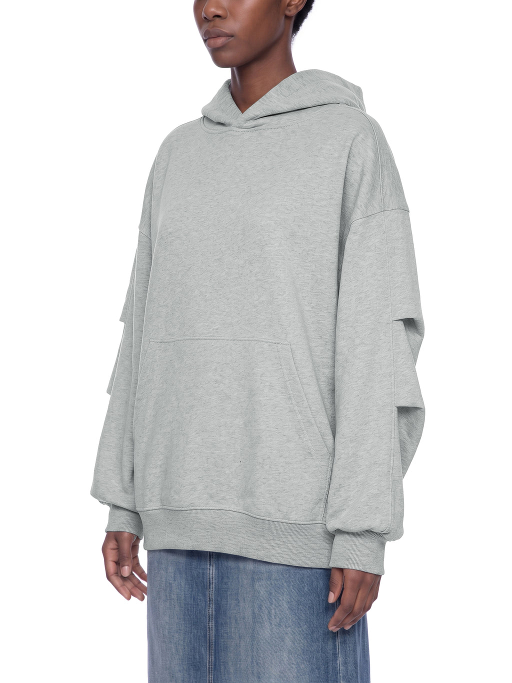 O | heavyweight ruched sleeves hoodie