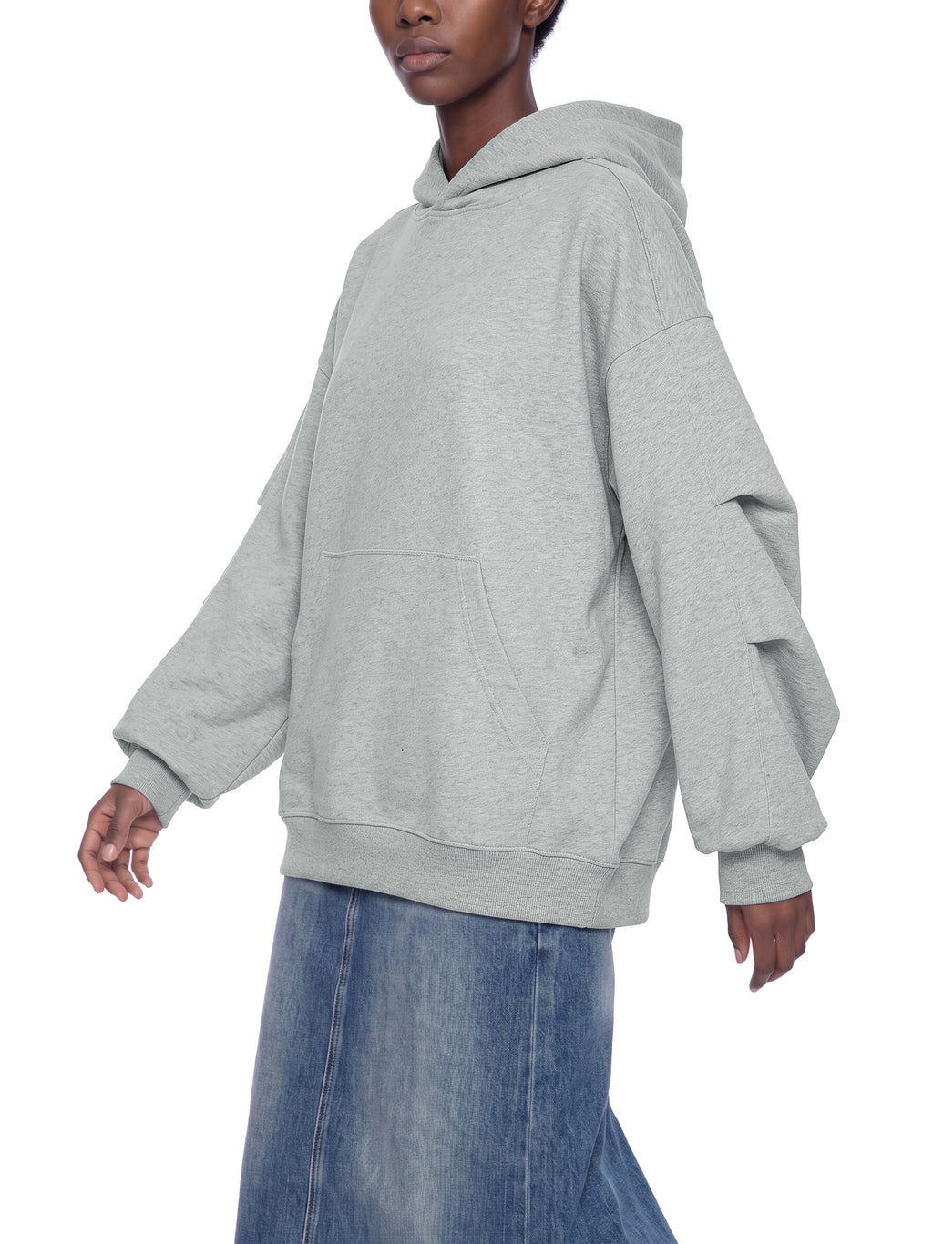 O | heavyweight ruched sleeves hoodie