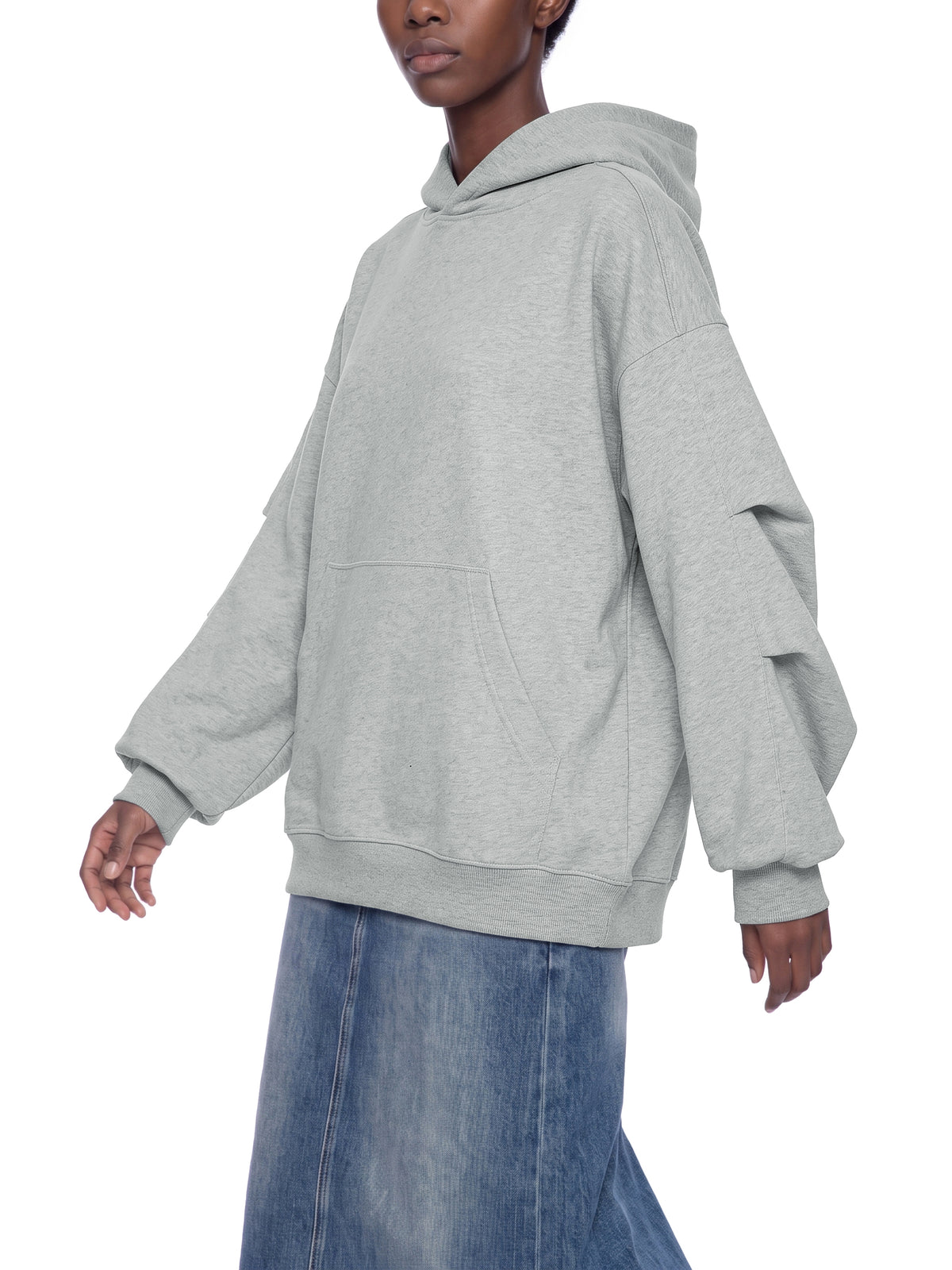 O | heavyweight ruched sleeves hoodie