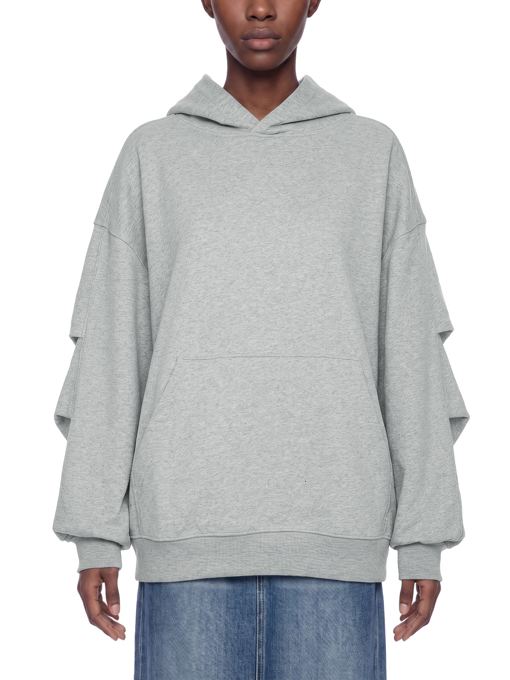 O | heavyweight ruched sleeves hoodie