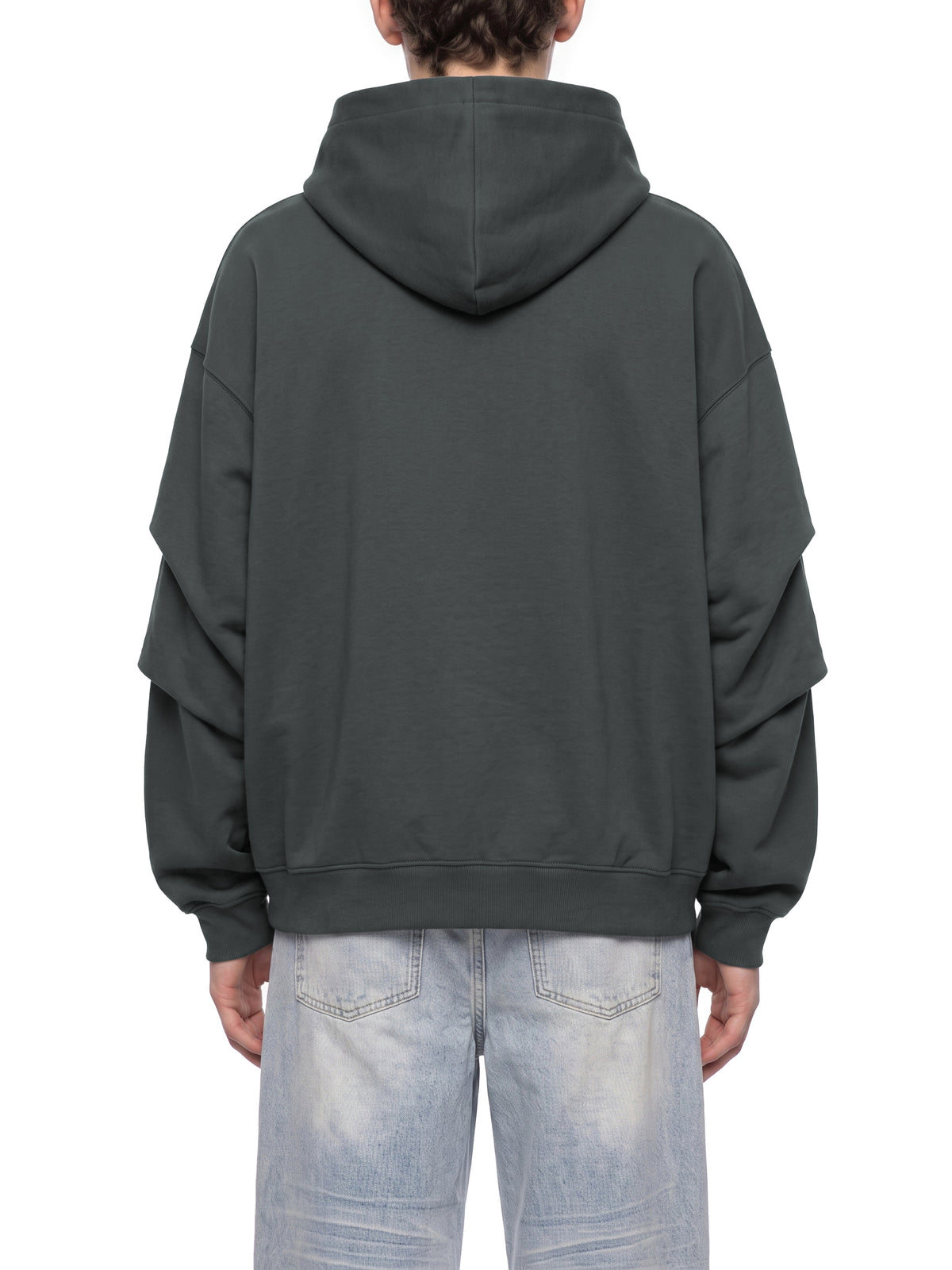 O | heavyweight ruched sleeves hoodie