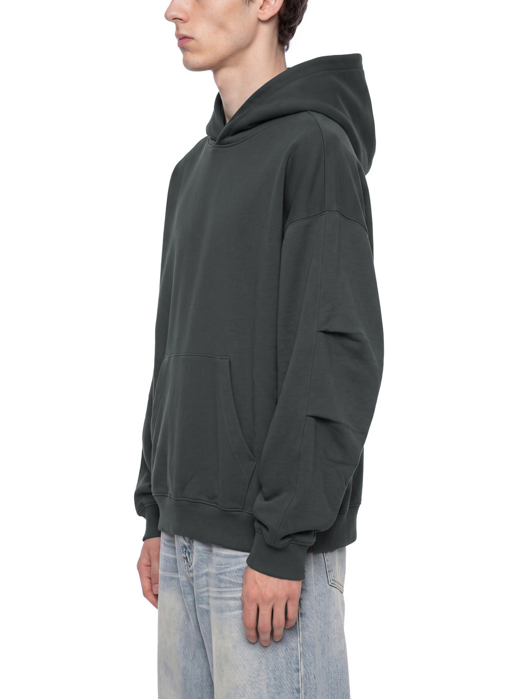 O | heavyweight ruched sleeves hoodie