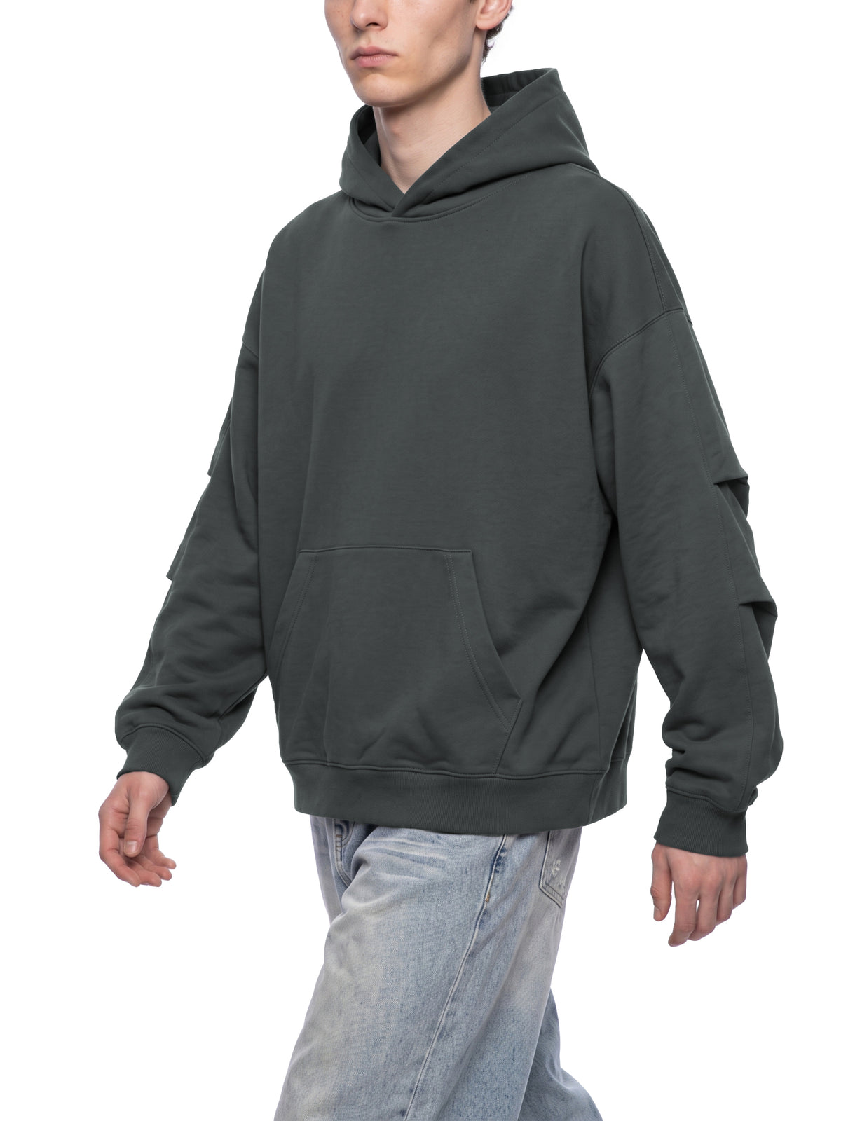 O | heavyweight ruched sleeves hoodie