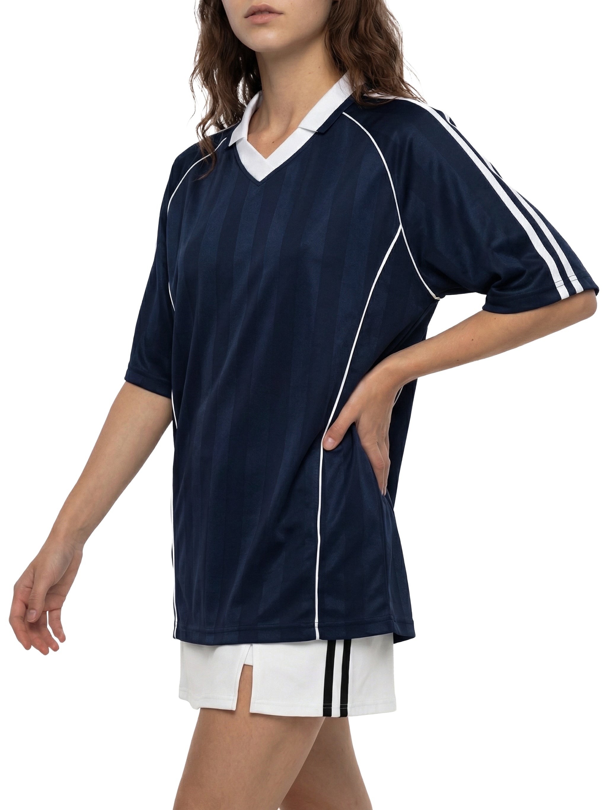 O | shadow stripe collared soccer jersey