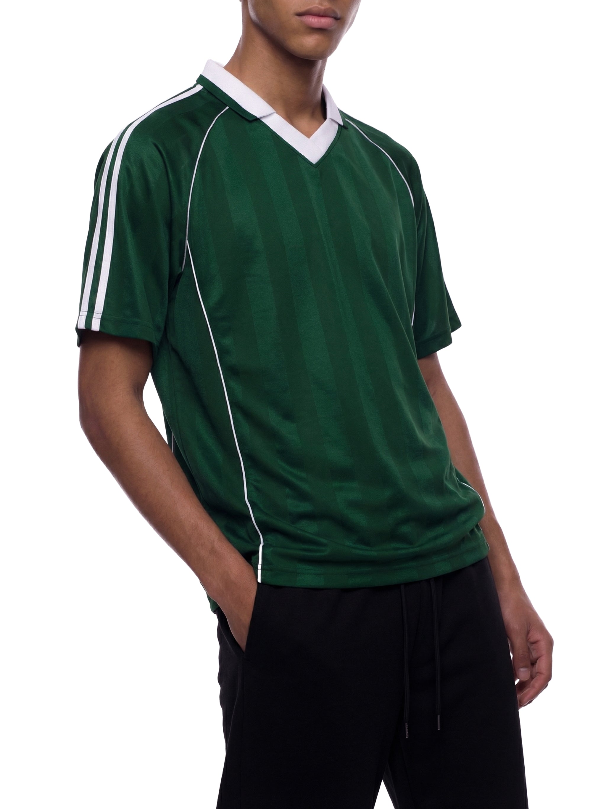 O | shadow stripe collared soccer jersey