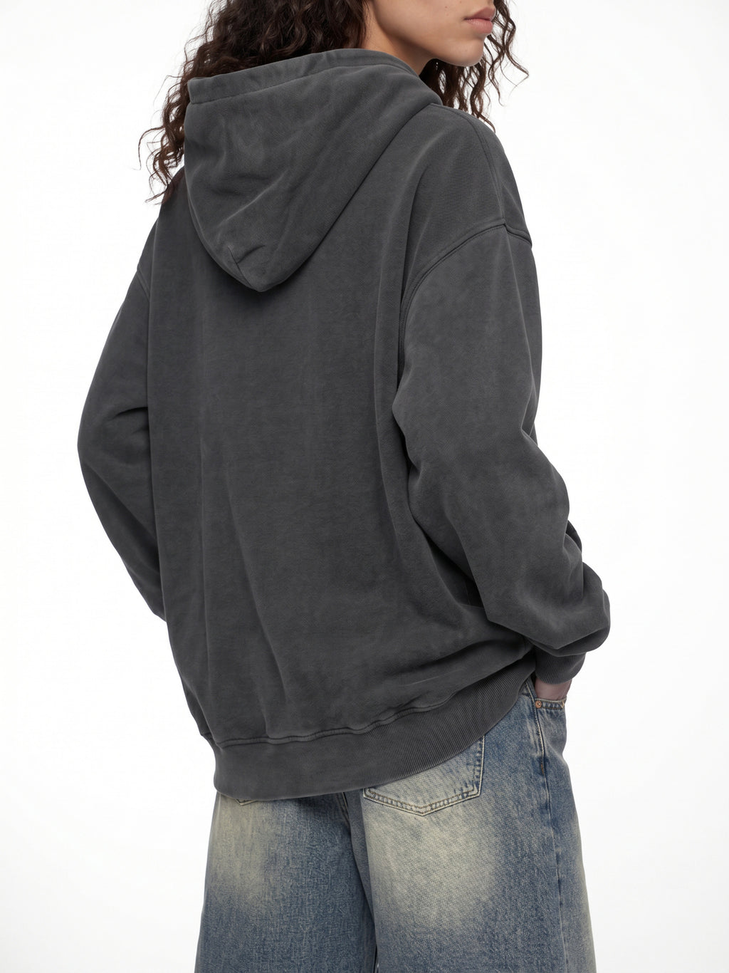 O | snow-wash fleece oversized hoodie