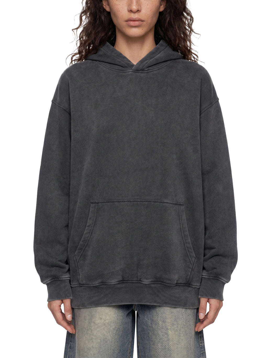 O | snow-wash fleece oversized hoodie