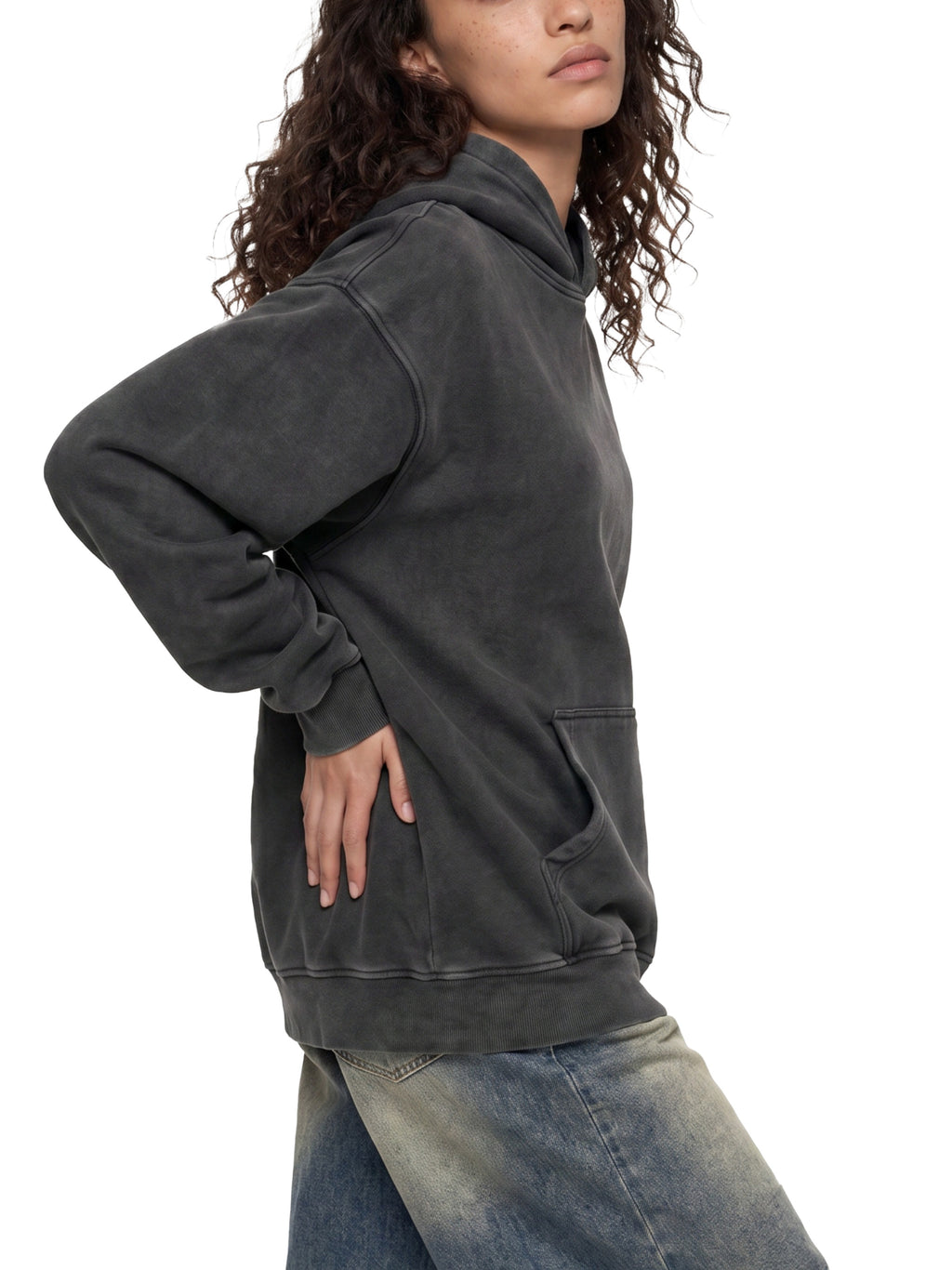 O | snow-wash fleece oversized hoodie