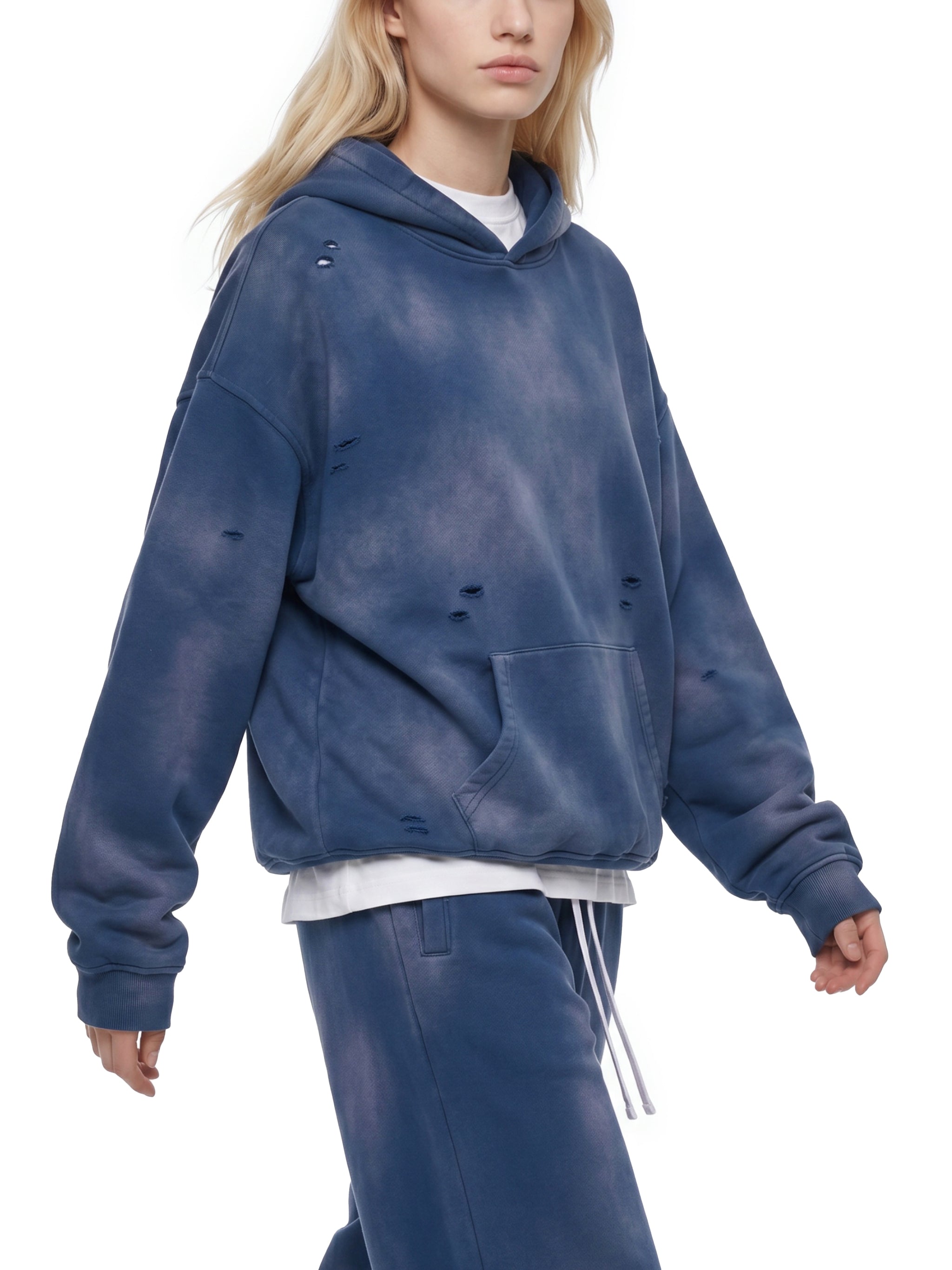 O | sunfade frayed fleece hoodie