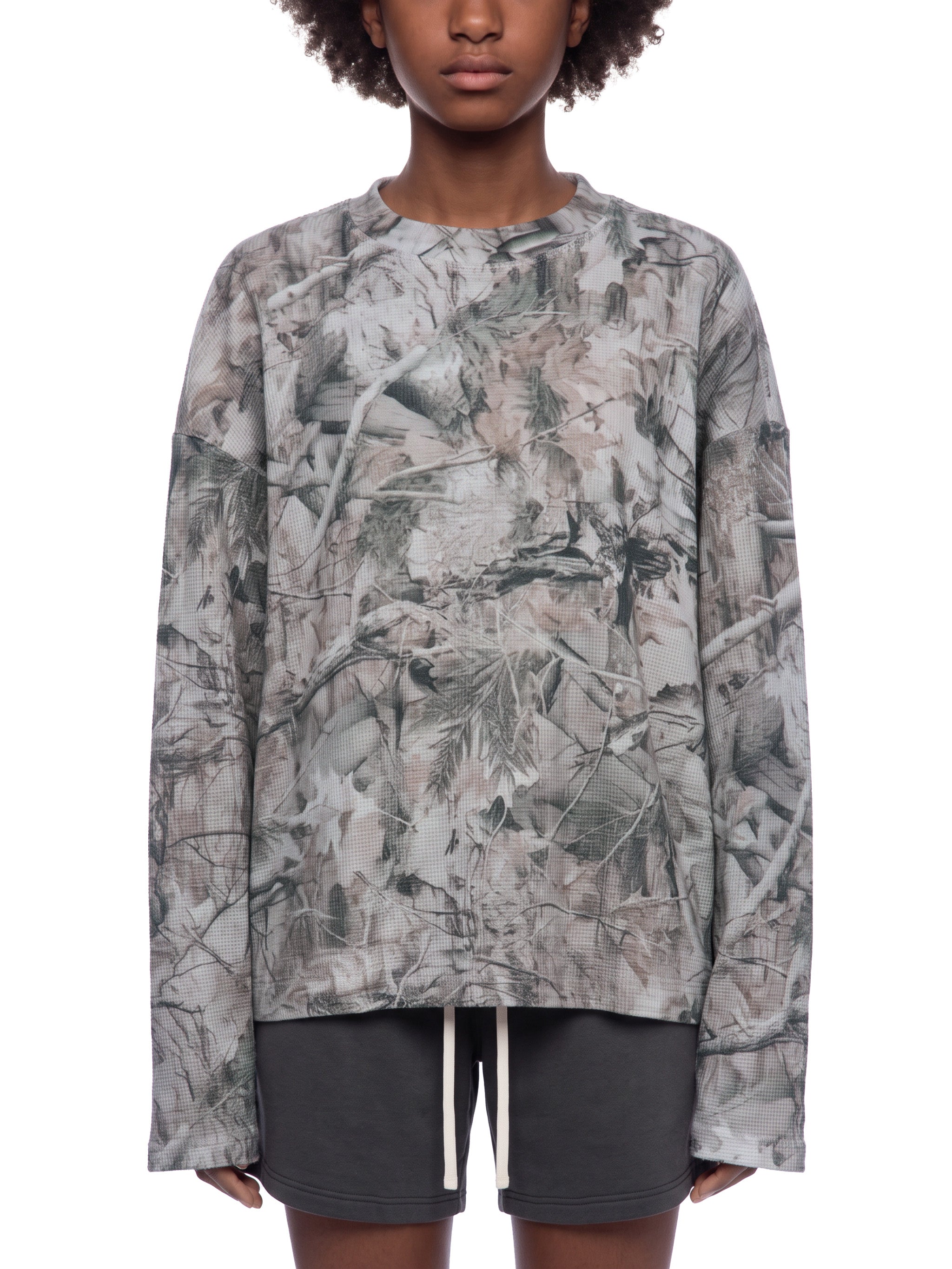 O | tree camo long-sleeve waffle t-shirt
