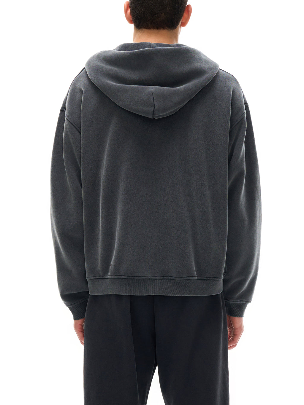 O | zip-through boxy fleece hoodie