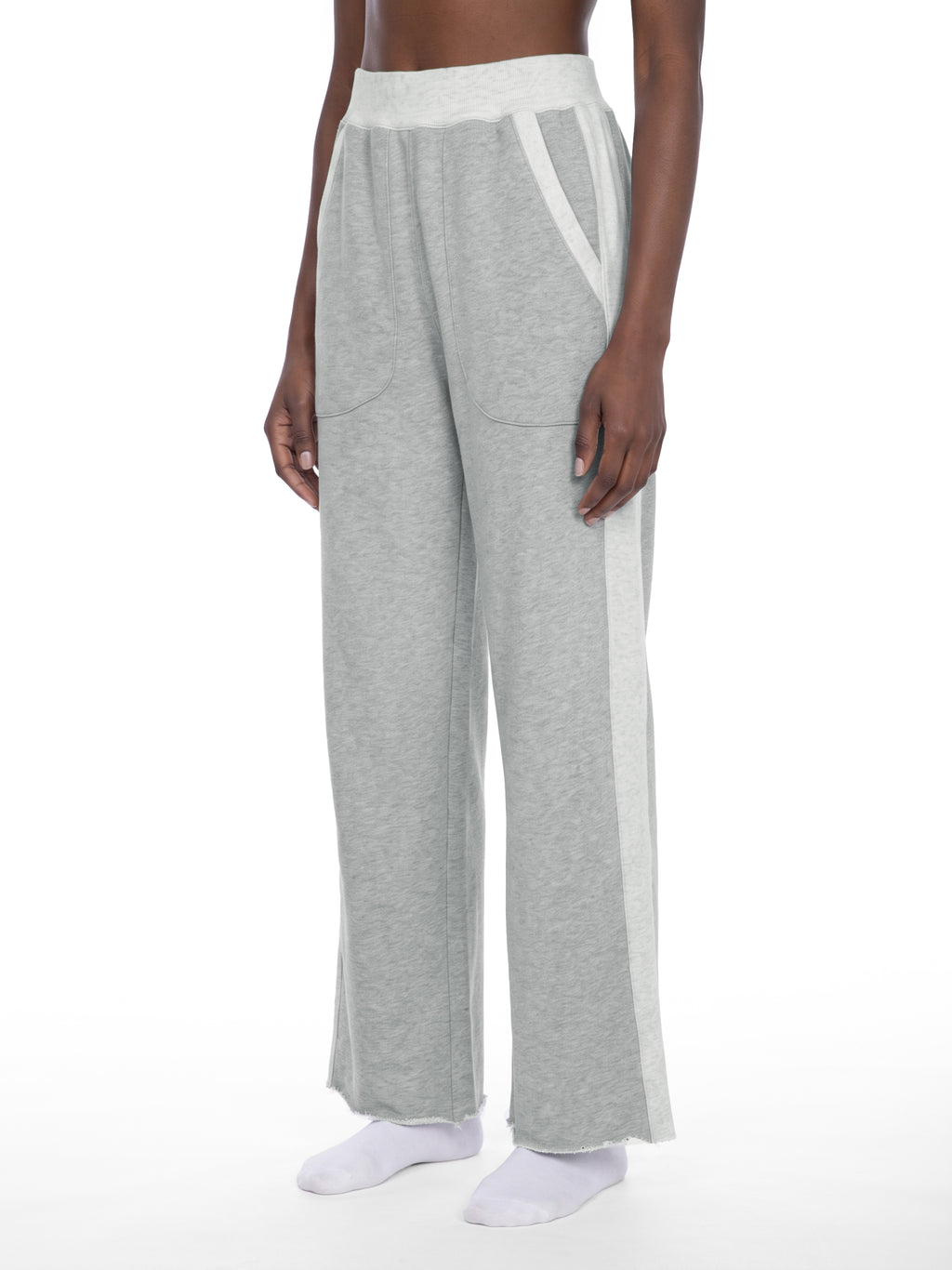 W | colour block raw hem sweatpants