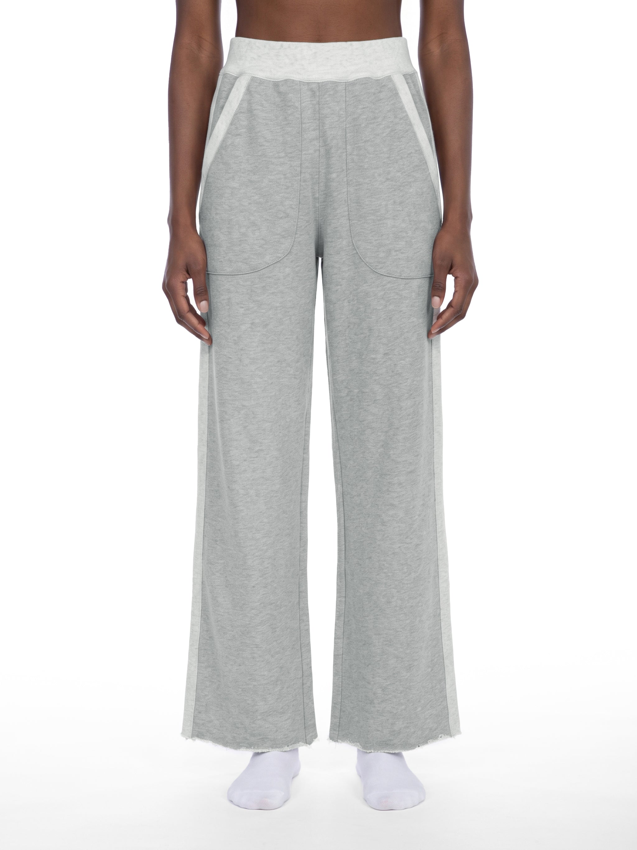 W | colour block raw hem sweatpants
