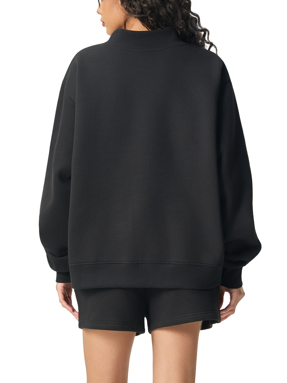 W | essential fleece mock-neck crew sweatshirt