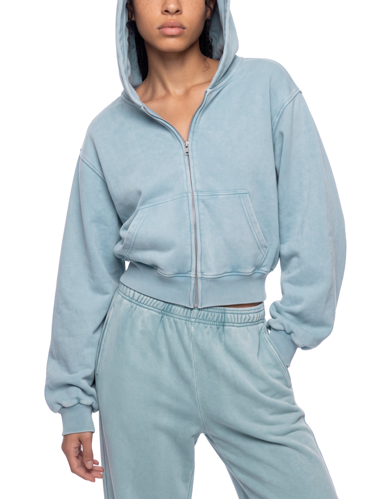 W | mineral wash full-zip hoodie