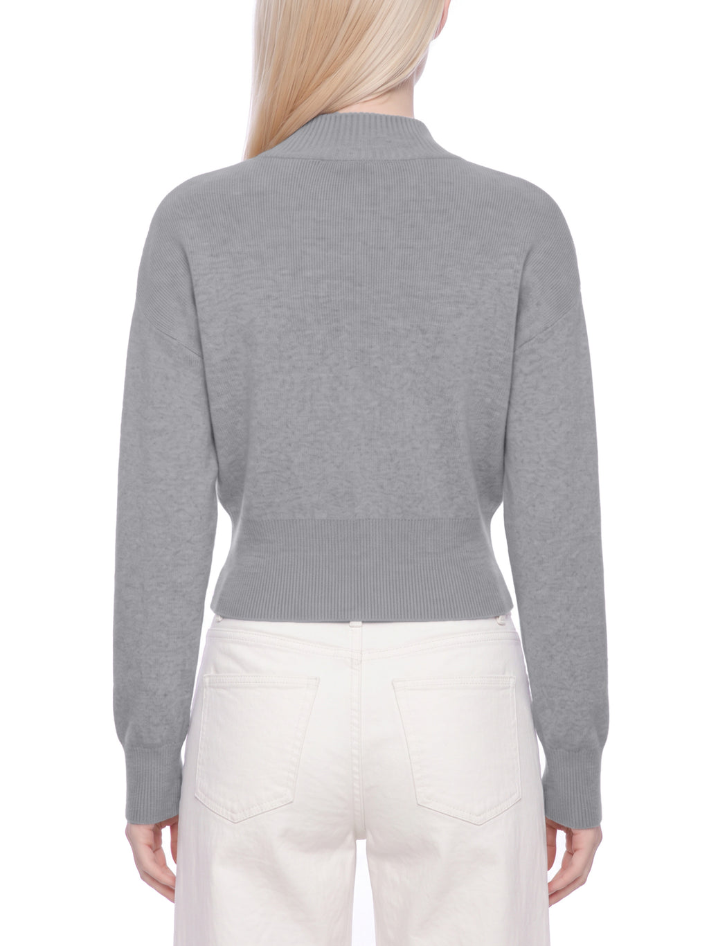 W | mock neck zip- up cardigan