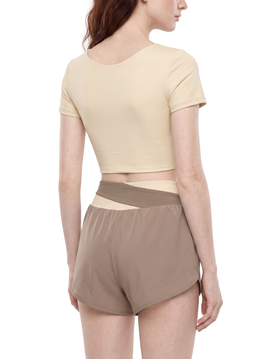 W | panelled crop yoga t-shirt