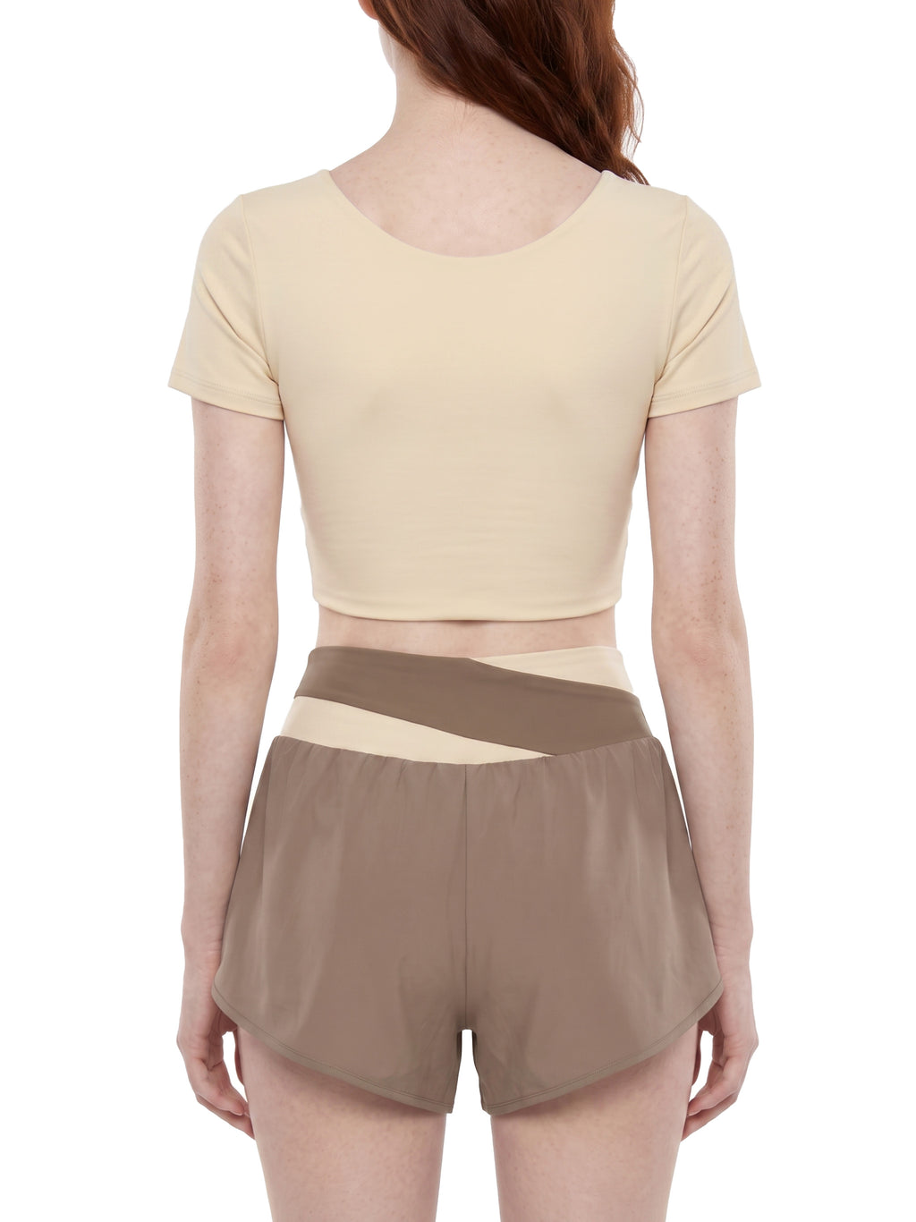 W | panelled crop yoga t-shirt