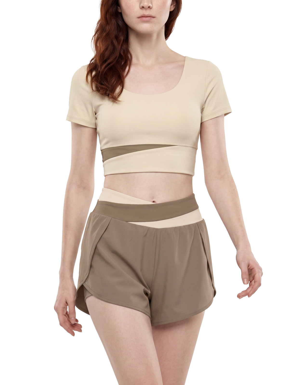 W | panelled crop yoga t-shirt