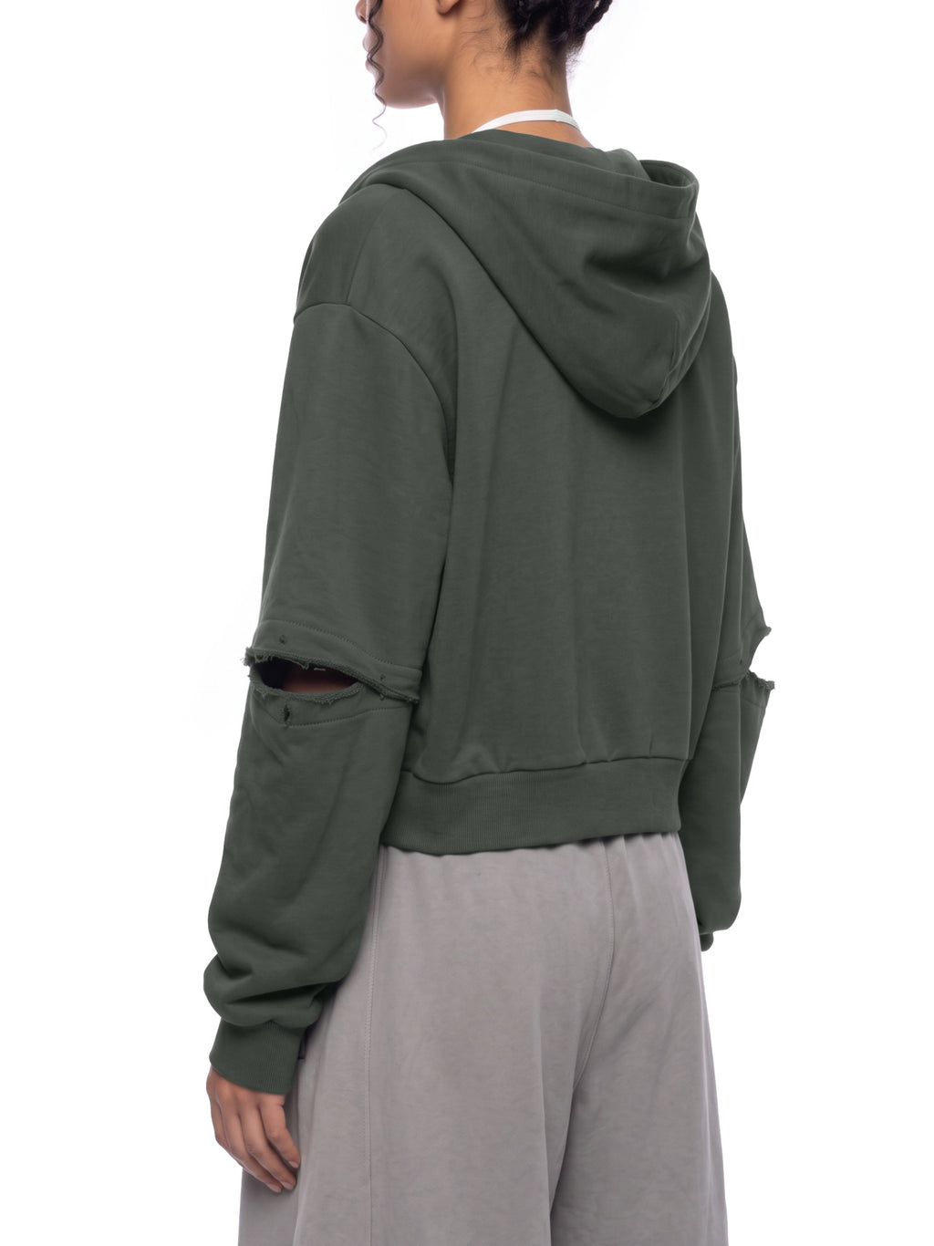 W | vintage wash detachable sleeves hoodie