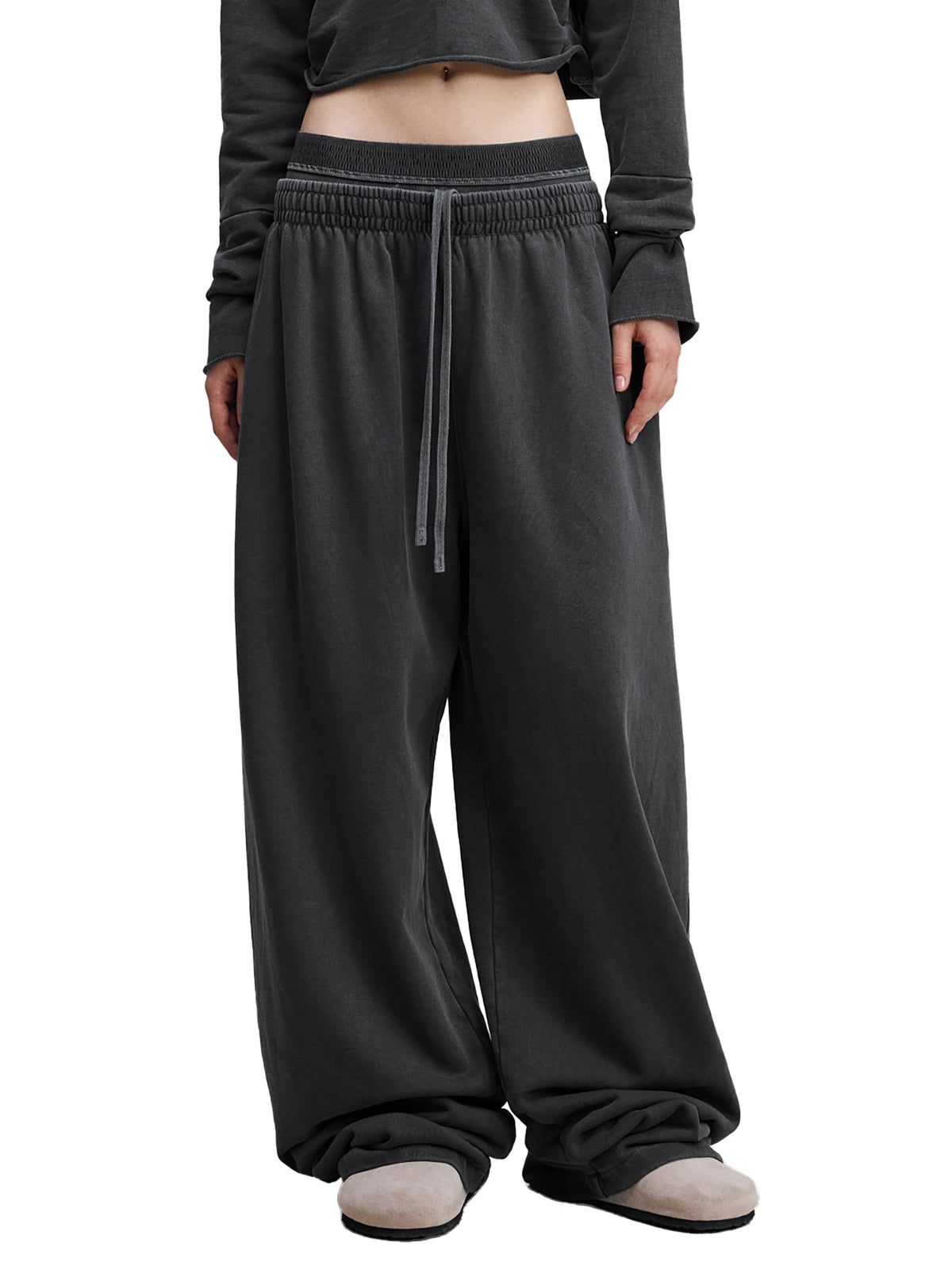 W | vintage washed double-waist pants