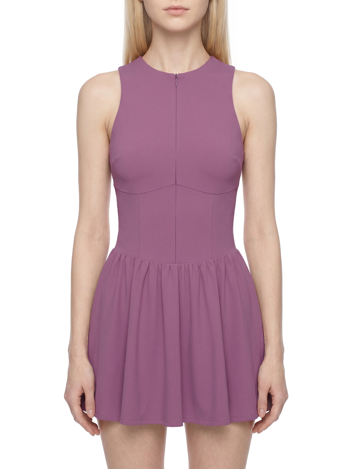 W | x-line ruched sleeveless full-zip dress