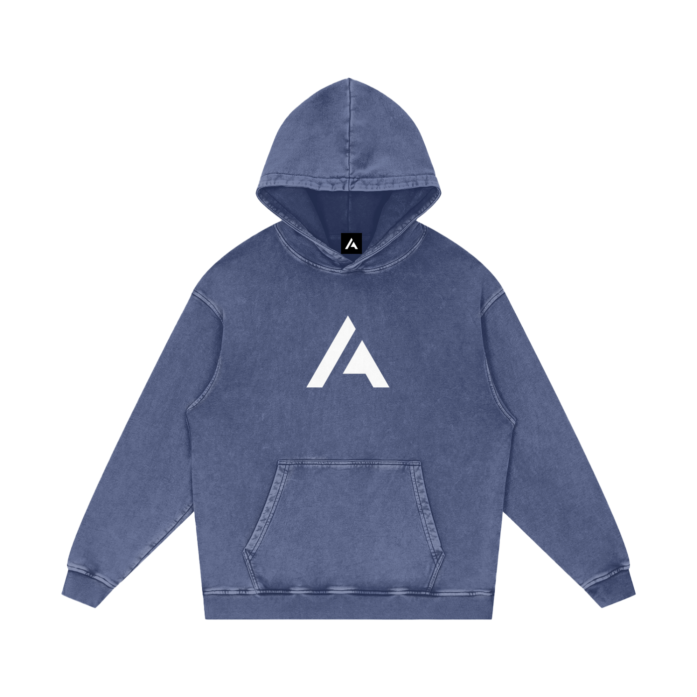 M | SNOW WASHED LOOSE COTTON HOODIE | with logo - Arcadia Apparel
