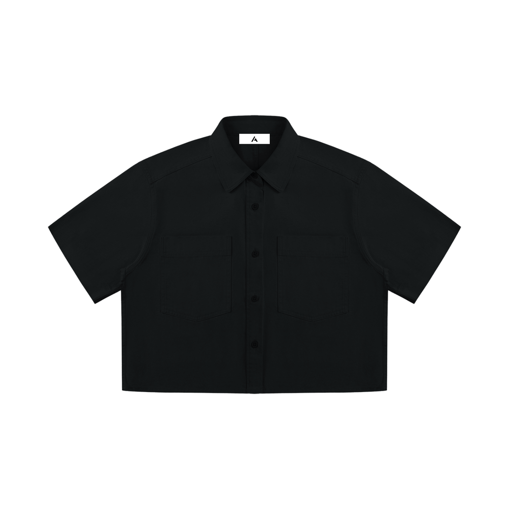 all,arcaprl,crop,short,sleeve,shortsleeve,shirt,collar,collared,100,cotton,upper,body,women,woman,womens,womans,wt0225