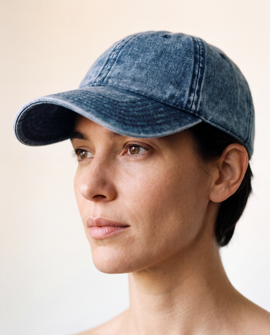 Seasonal editorial candids @Denim-Wash Cotton Twill Cap
