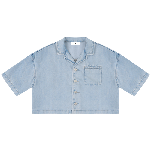 all,arcaprl,vintage,wash,boxy,cropped ,shirt,women's,upper body,100% lyocell