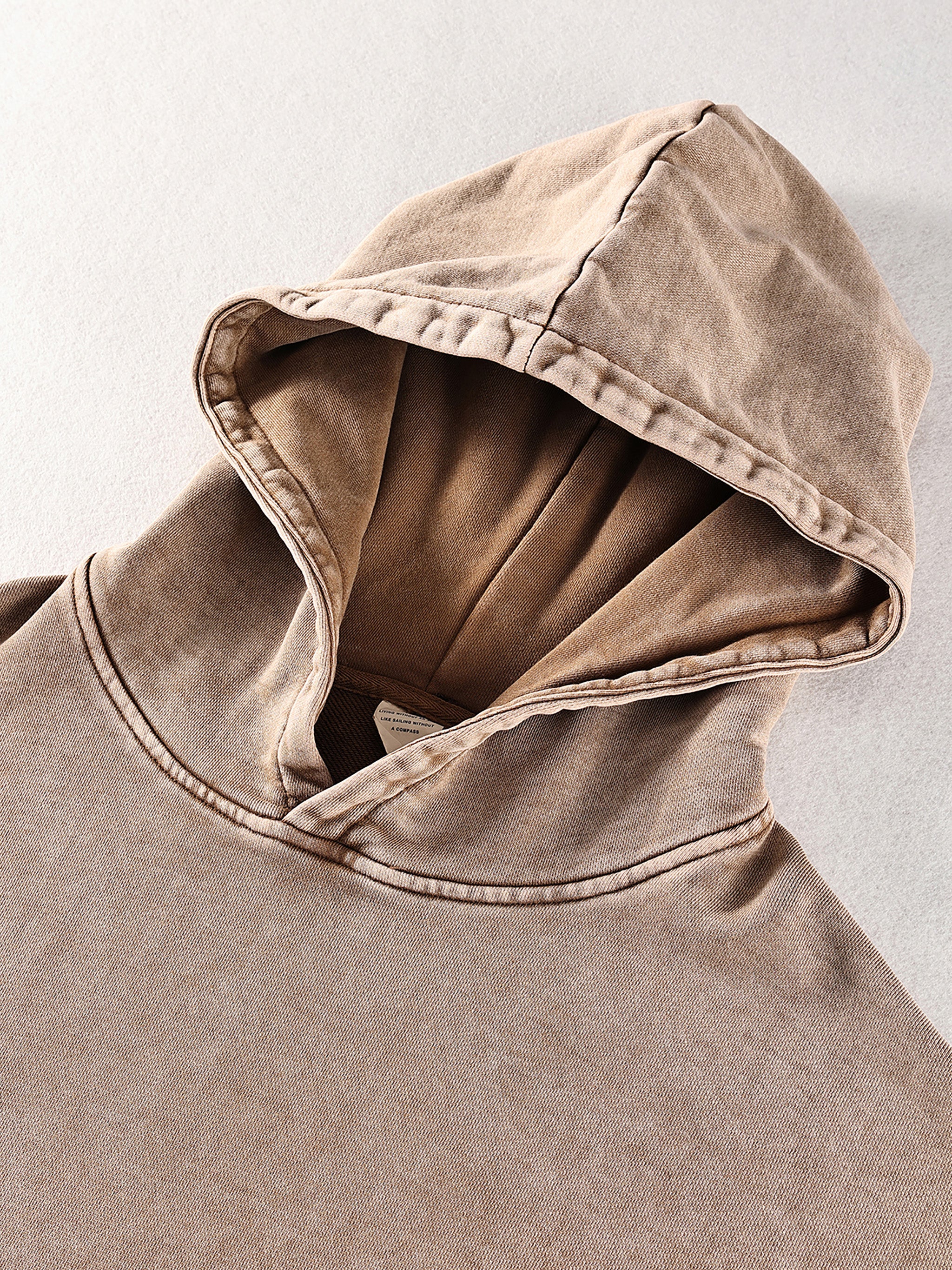 M | SNOW WASHED LOOSE COTTON HOODIE | no logo - Arcadia Apparel