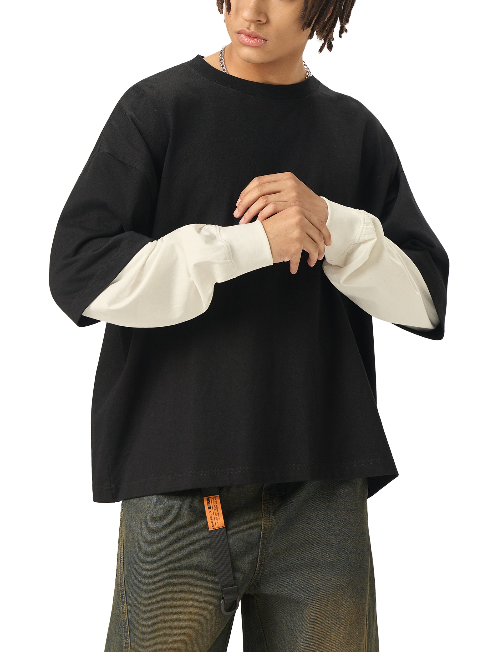 all,arcaprl,arcadia apparel,arcadia,layered,contrast sleeve,cotton,t-shirt,tee,one-size