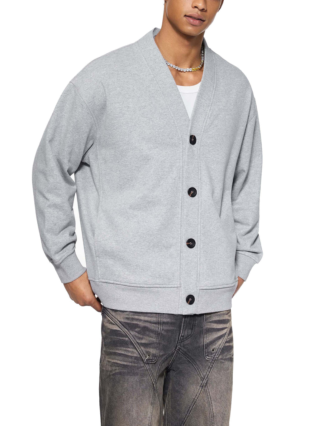 M | essential heavyweight sweat cardigan - Arcadia Apparel