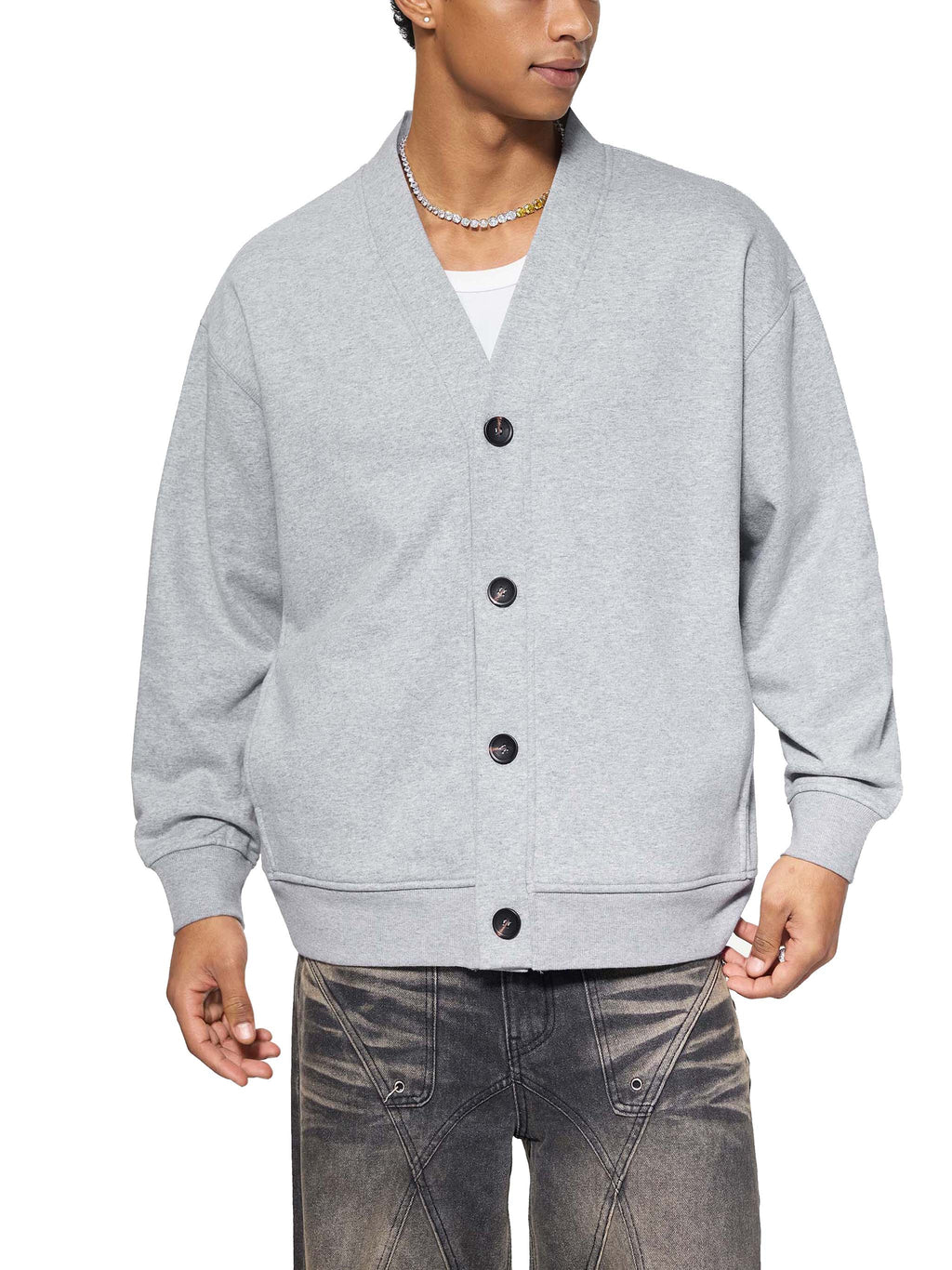 M | essential heavyweight sweat cardigan - Arcadia Apparel