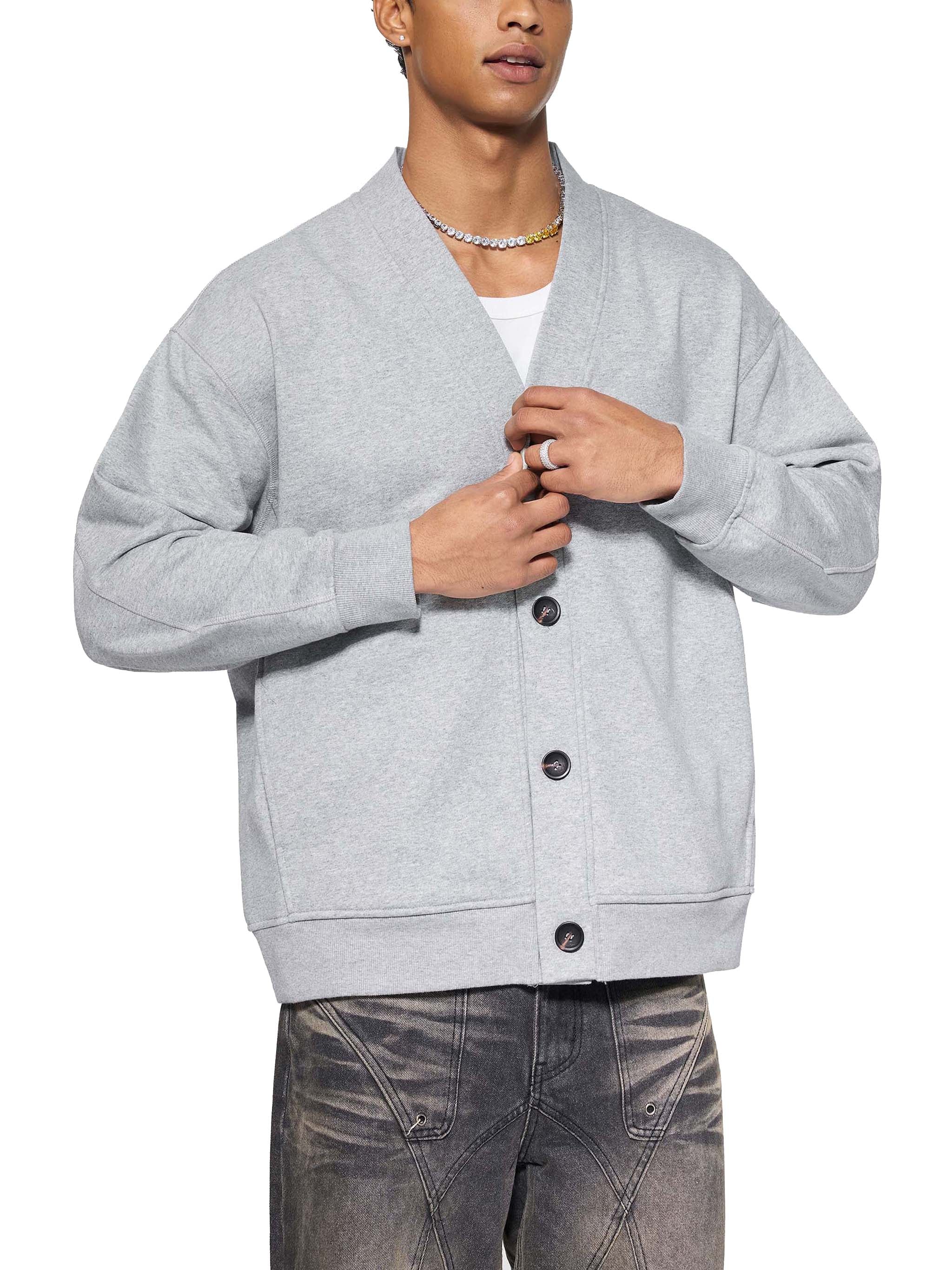 M | essential heavyweight sweat cardigan - Arcadia Apparel
