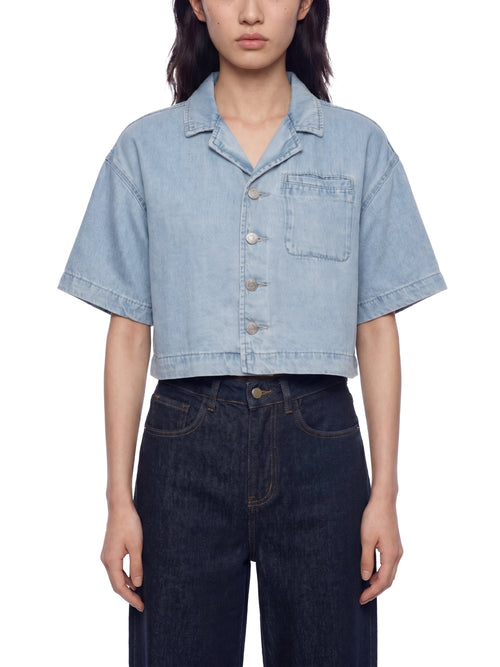 all,arcaprl,vintage,wash,boxy,cropped ,shirt,women's,upper body,100% lyocell