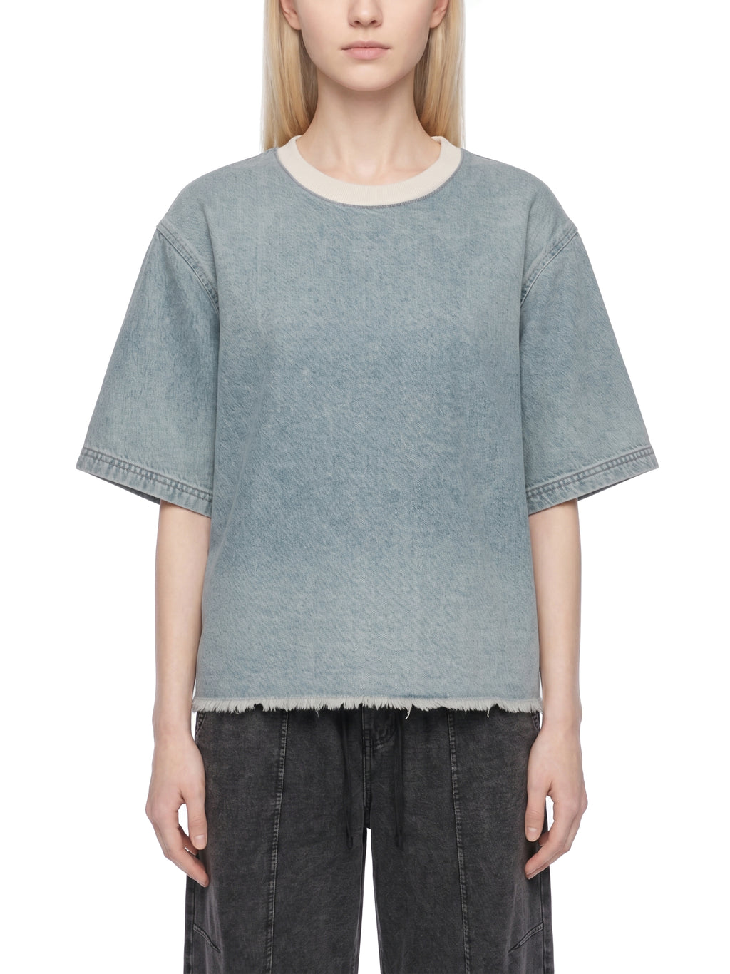 all,arcaprl,one-size,upper body,vintage,wash,boxy,raw-hem,denim,t-shirt