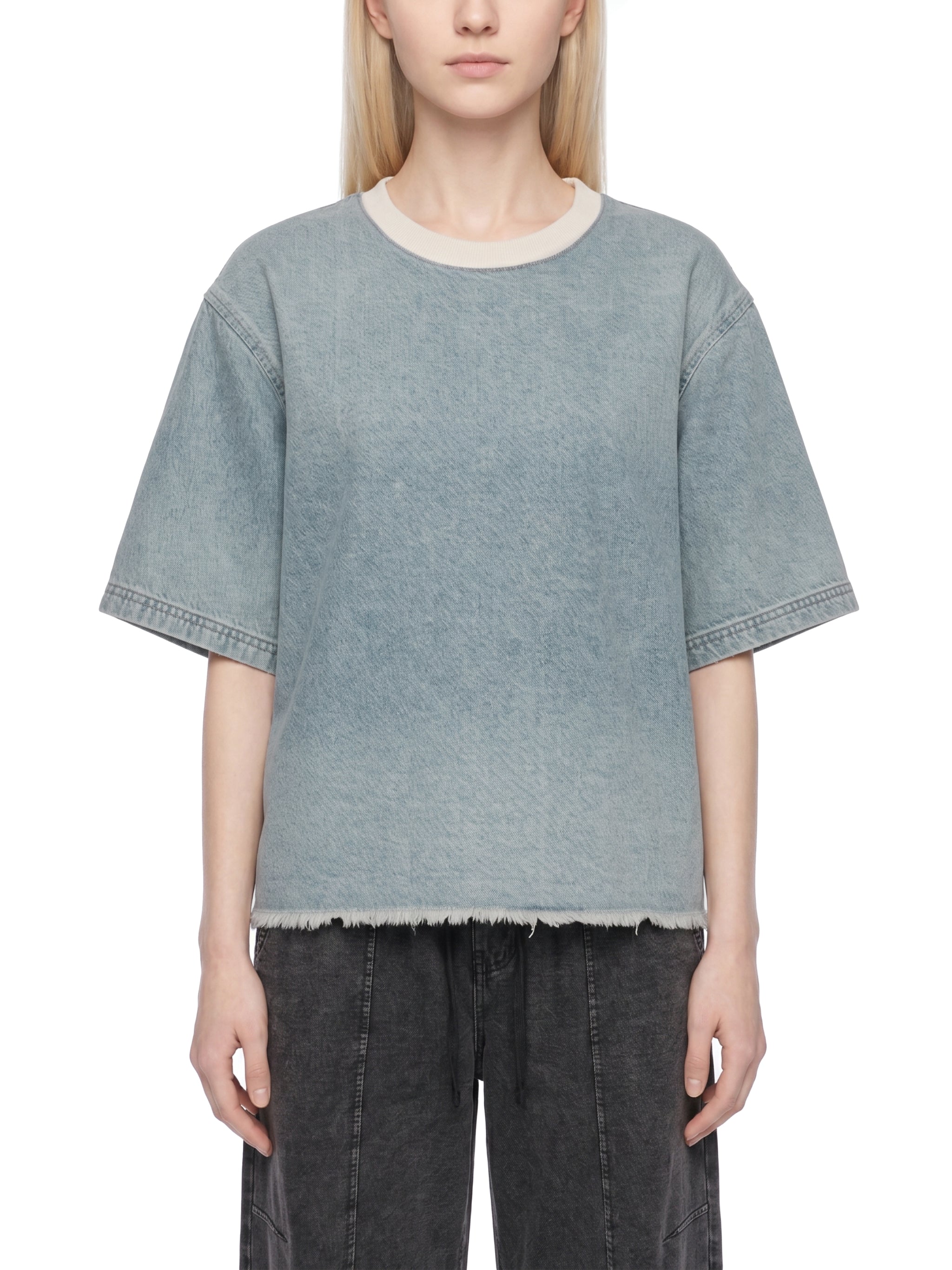 all,arcaprl,one-size,upper body,vintage,wash,boxy,raw-hem,denim,t-shirt